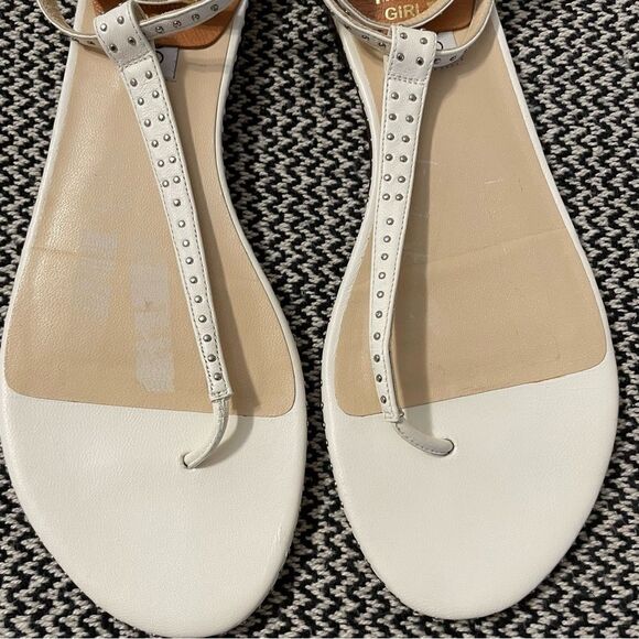 Jimmy Choo Afia Studded Ankle Strap White Leather Flat Sandal Sz-41/11 - Picture 5 of 11